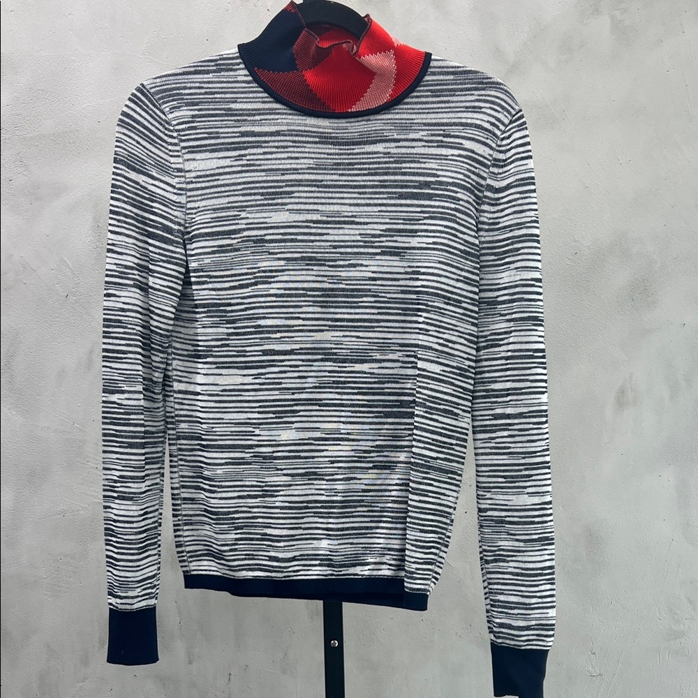 Tory Burch Striped and Plaid Sweater